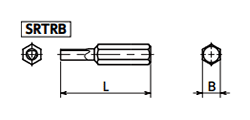 トライアングル穴付きいたずら防止ねじ用ビット(SRTRB)の寸法図