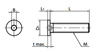 SUS316L 六角穴付き極低頭ボルト(クリーン洗浄・クリーン梱包済み)(SSHL-UCL)(10本入)(NBK製)の寸法図