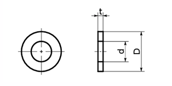 ステンレス SUS316L(A4) 高強度 ボルト用平座金 (SWALG-F)の寸法図