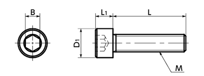 ピーク(樹脂製 GF30) 六角穴付きボルト(キャップスクリュー)(SPEG-C)(うす茶色)の寸法図