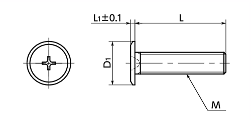 ステンレス(+)超極低頭ボルト(SEQS)(NBK製)の寸法図