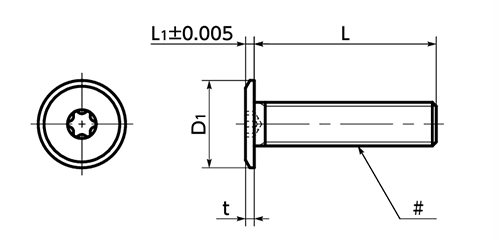 鉄 ヘクサロビュラ穴付き 超極低頭ボルト(TRX CAP)(SET-TZB)(UNCユニファイ並目ねじ)の寸法図
