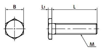 ステンレス(SUS304相当) 極低頭六角ボルト(全ねじ)(SNHS-LH-VA/ばら単位)(NBK製)の寸法図