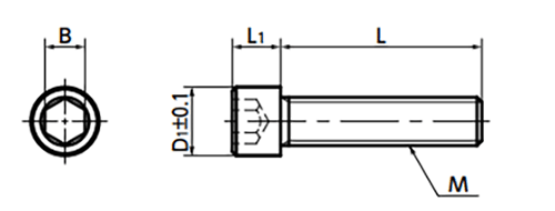 ステンレス SUSXM7 六角穴付き小頭ボルト(キャップスクリュー)(SNSS-SD-VA/ばら単位)(NBK製)の寸法図