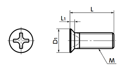 ステンレス SUSXM7 精密機器用(+)皿頭小ねじ (微細ねじ)(SSNZFS-VA)(ばら単位)(NBK製)の寸法図