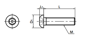 ステンレス ヘクサロビュラ穴付きボタンボルト(ピンつき)(SRBS-VA/ばら品)の寸法図