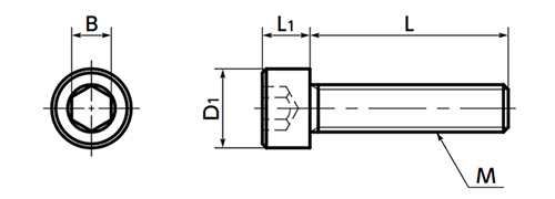 レニー(高強度ナイロン)六角穴付きボルト(キャップスクリュー)(SPA-M-C-VA)(ばら単位)(黒色)(NBK製)の寸法図