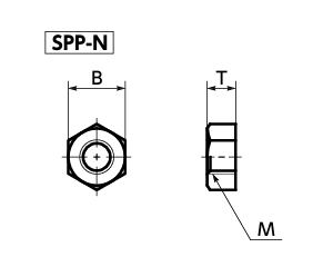 PP(ポリプロピレン)(樹脂製)六角ナット (SPP-N-VA/ばら見積品)(乳白)(NBK製)の寸法図
