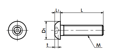 ステンレス スリーロブ穴付きボタンボルト(ピンつき)(SRSAS-VA/ばら品)(NBK製)の寸法図