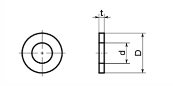 ステンレス SUS316L(A4) 高強度 ボルト用平座金 (SWALG-F-VA)(ばら単位)の寸法図