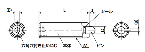 NBK 鉄 スプリングプランジャ (ボール：鉄) 軽荷重 (PSF-S)の寸法図