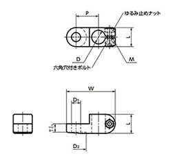 アルミ(AC3A) パイプジョイント - センサホルダGN273.4-B-SW(艶消黒塗装)(NBK品)の寸法図