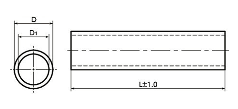 アルミニウム パイプ (長さ指定タイプ) GN990-ALD-30-EL(外径φ30/内径φ26)(*印サイズ追加送料の場合あり)の寸法図
