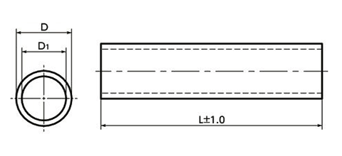 アルミニウム パイプ (長さ指定タイプ) GN990-ALD-40-EL(外径φ40/内径φ34)(*印サイズ追加送料の場合あり)の寸法図