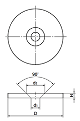 鉄 マグネット用吸着プレート (皿型穴付き平座金) JADの寸法図