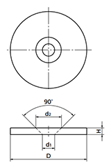 ステンレス マグネット用吸着プレート (皿型穴付き平座金) JADSの寸法図