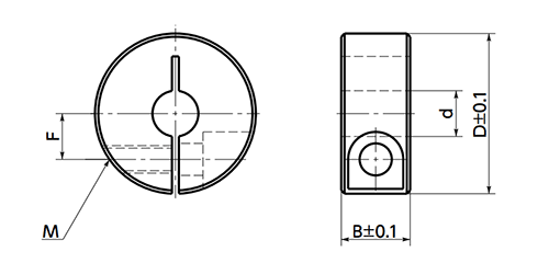 S45C セットカラー (クランピングタイプ)(NSCS-C)(四三酸化鉄皮膜)(NBK製)の寸法図