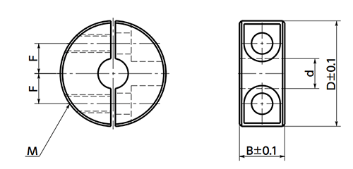 S45C セットカラー (スプリットタイプ)(CAPBT/SCM435製)(NSCSS-C)(四三酸化鉄皮膜)(NBK製)の寸法図